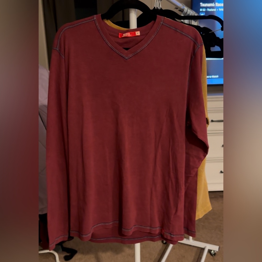 New Mens Agave Denim V-neck Long Sleeve Medium
